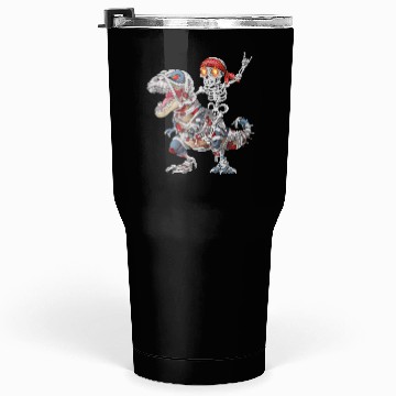 Discover Rocker Skeleton Riding Mummy Dinosaur Halloween Tumblers 30 Oz