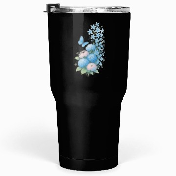 Discover Soft Blue Hydrangea and Butterfly Tumblers 30 Oz
