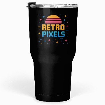Discover Retro Pixels – Neon 8-Bit Sunset Vibes Tumblers 30 Oz