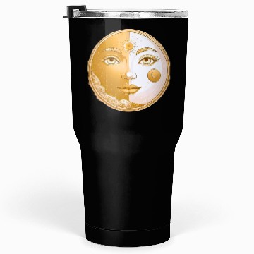 Discover Celestial  Lunar Sun Face Art Tumblers 30 Oz