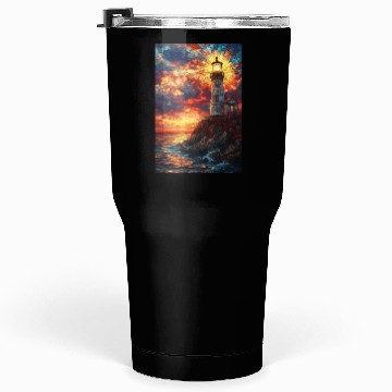 Discover Stained Glass Lighthouse Sunset Tumblers 30 Oz