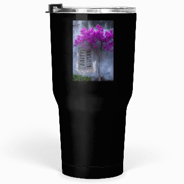 Discover Vibrant Blossom Against Rustic Wall Tumblers 30 Oz