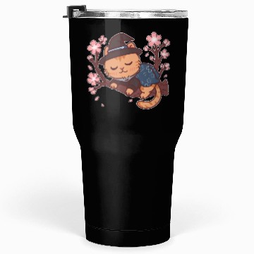 Discover Kawaii Wizard Cat Sleeping on Sakura Tree – Magic  Tumblers 30 Oz
