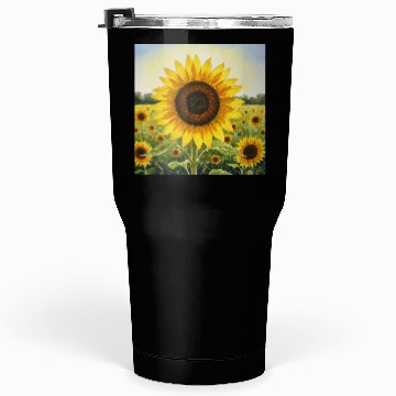 Discover Vibrant Sunflower Field Illustration Tumblers 30 Oz