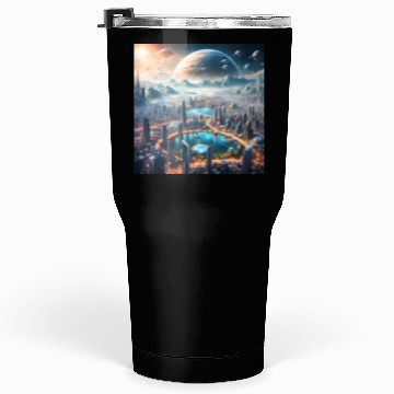 Discover Futuristic Cityscape with Alien Planets Sci-Fi Tumblers 30 Oz