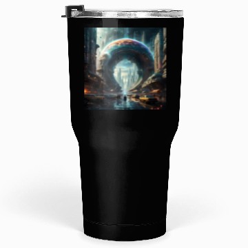 Discover Future Portal In Alien City with Circular Gateway Tumblers 30 Oz