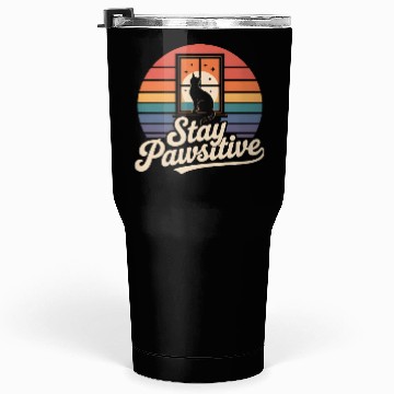 Discover Stay Pawsitive Retro Cat Window Starry Night Tumblers 30 Oz