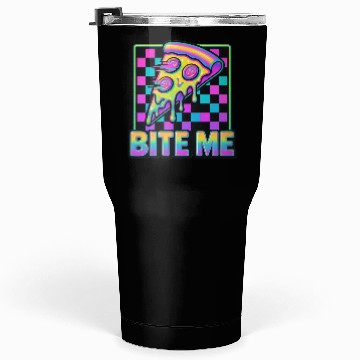 Discover Bite Me – Y2K Glitch Pizza Neon Tumblers 30 Oz