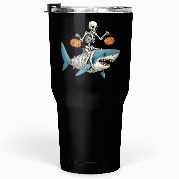 Discover Skeleton Riding Mummy Dinosaur Funny Halloween Tumblers 30 Oz