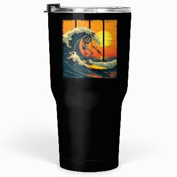 Discover Skeleton Surfer Vintage Surfing Funny Halloween Tumblers 30 Oz