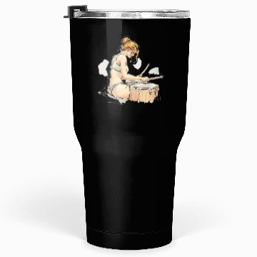 Discover Illustrative Drummer Girl in Casual Attire Tumblers 30 Oz