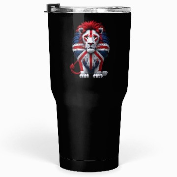 Discover British Lion with Union Jack Flag Graphic Design Tumblers 30 Oz