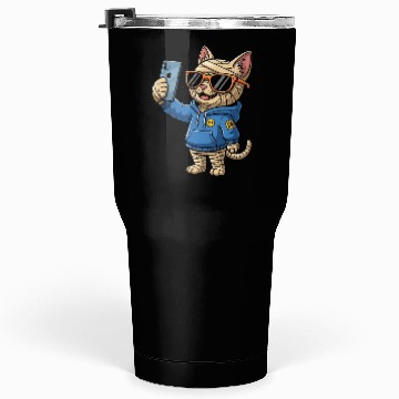Discover Cool Cartoon Cat Mummy Taking a Selfie Tumblers 30 Oz