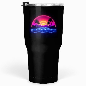 Discover Neon Sunset Over Tropical Island Tumblers 30 Oz