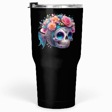 Discover Colorful Sugar Skull with Floral Crown Tumblers 30 Oz