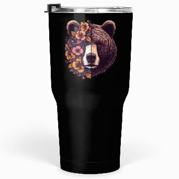 Discover Floral Bear Flowers Bear Face For Bear  Lover Tumblers 30 Oz