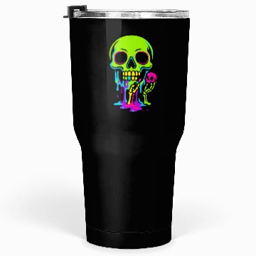 Discover Neon Melting Skull with Small Skeleton Tumblers 30 Oz