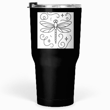 Discover “Minimal line art dragonfly, soft curves, modern  Tumblers 30 Oz