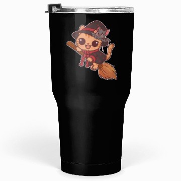Discover Enchanted Witch Cat with Bat Companion Tumblers 30 Oz