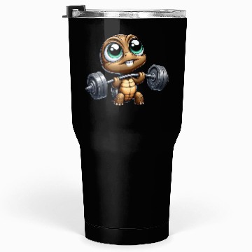 Discover Chibi turtle with barbell weightlifter cartoon Tumblers 30 Oz