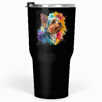 Discover Vibrant Yorkie Watercolor Portrait Tumblers 30 Oz