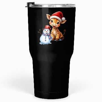 Discover Festive Giraffe and Snowman Holiday Design Tumblers 30 Oz