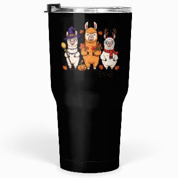 Discover Hallothanksmas Llama Trio Halloween Xmas Tumblers 30 Oz Gift
