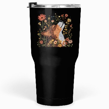 Discover Serene Howling Wolf Amid Floral Bloom Tumblers 30 Oz