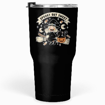 Discover Whimsical Halloween Witch and Cat Design Tumblers 30 Oz