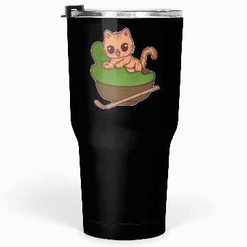 Discover Kawaii Cat in Matcha Tea Bowl Tumblers 30 Oz