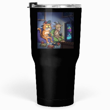 Discover Gaming Cat VS Goat Tumblers 30 Oz