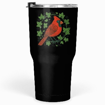 Discover Vibrant Cardinal Amidst Ivy Leaves Tumblers 30 Oz