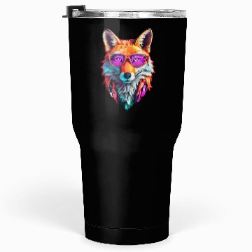 Discover Vibrant Fox with Sunglasses Design Tumblers 30 Oz