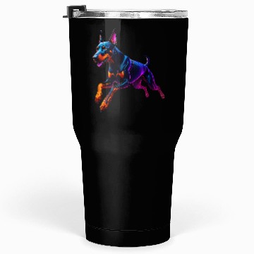 Discover Neon Doberman Running Illustration Tumblers 30 Oz