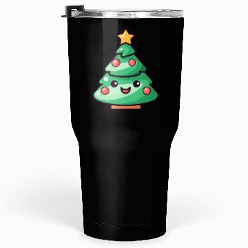 Discover Kawaii Christmas Tree Illustration Tumblers 30 Oz