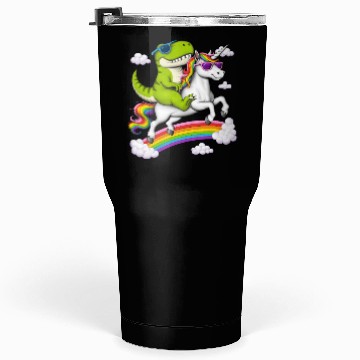 Discover T-Rex Dinosaur Riding Unicorn Tumblers 30 Oz