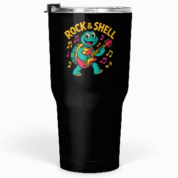 Discover Cute Turtle Rock Guitar Design Tumblers 30 Oz