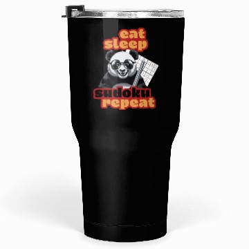 Discover Eat Sleep Sudoku Repeat – Cute Puzzle Solver Panda Tumblers 30 Oz