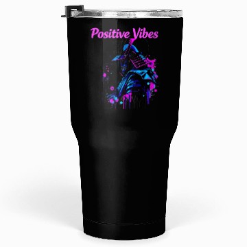 Discover Neon Samurai Skull with Positive Vibes Tumblers 30 Oz