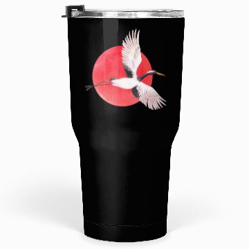 Discover Elegant Crane Flying Over Red Sun Tumblers 30 Oz
