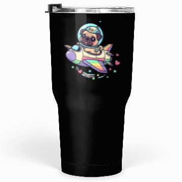 Discover Pug Astronaut in Rainbow Spaceship Tumblers 30 Oz