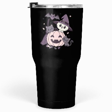 Discover Halloween Kawaii Cat Pumpkin Ghosts Tumblers 30 Oz