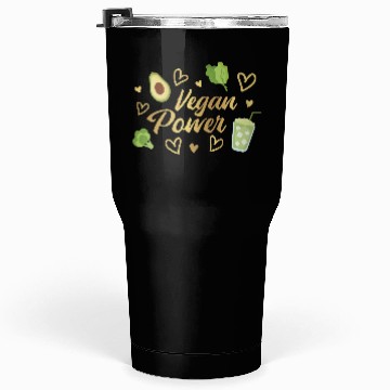 Discover Vegan Power Heart and Avocado Design Tumblers 30 Oz