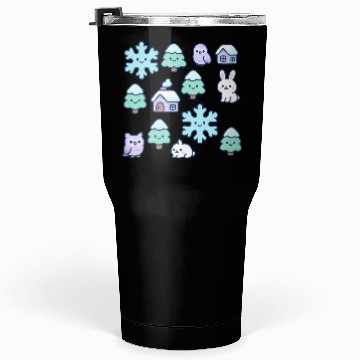 Discover Whimsical Snowy Forest and Cute Creatures Design Tumblers 30 Oz