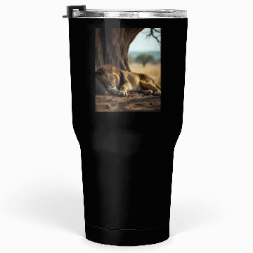 Discover Serene African Lion Resting Scene Tumblers 30 Oz