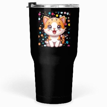 Discover Adorable Cartoon Cute Cat Polka Dots  Tumblers 30 Oz
