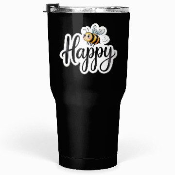 Discover Whimsical Bee and Happy Text Artwork Tumblers 30 Oz