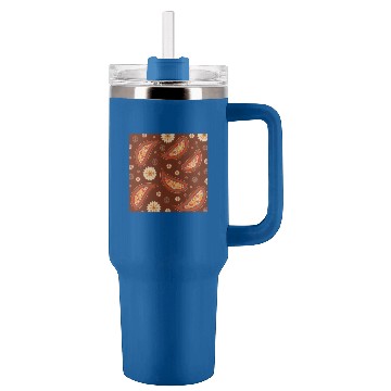 Discover Paisley Flowers Texture Pattern, Seamless Print Tumblers 40 oz With Handle