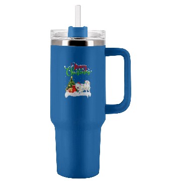 Discover Dog Samoyed xmass Decorations Santa Samoyed Dog Christmas Tumblers 40 oz With Handle