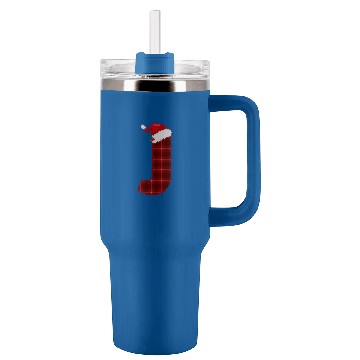 Discover Christmas Plaid Initial Letter J Monogram Santa Hat Graphic Tumblers 40 oz With Handle